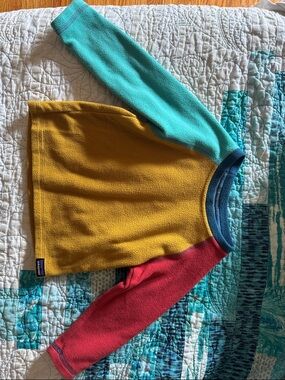 Patagonia Kids Colorblock Long-Sleeve Fleece - Mustard, Teal & Red